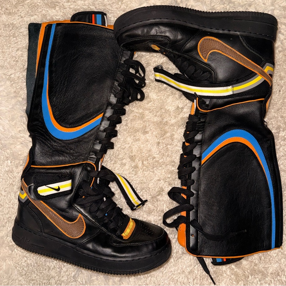 Ricardo Tisci tall Nike Combat Boots Black Multi-Color Swoosh Design